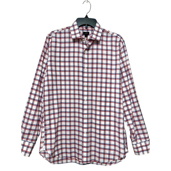 J.Crew Mens Cotton Red & Blue Plaid Button-Down Long Sleeve Shirt M - Picture 2 of 6